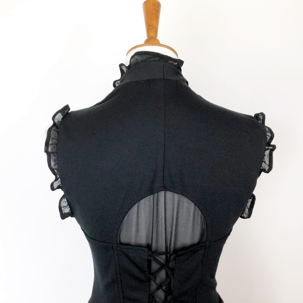 Hot Topic Medium Vest Long Goth Steampunk Black - Picture 7 of 8